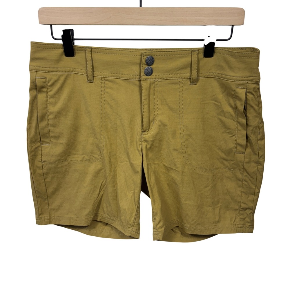 Prana Mustard Yellow Ripstop Pockets Stretch Performance Hiking Shorts Womens 8